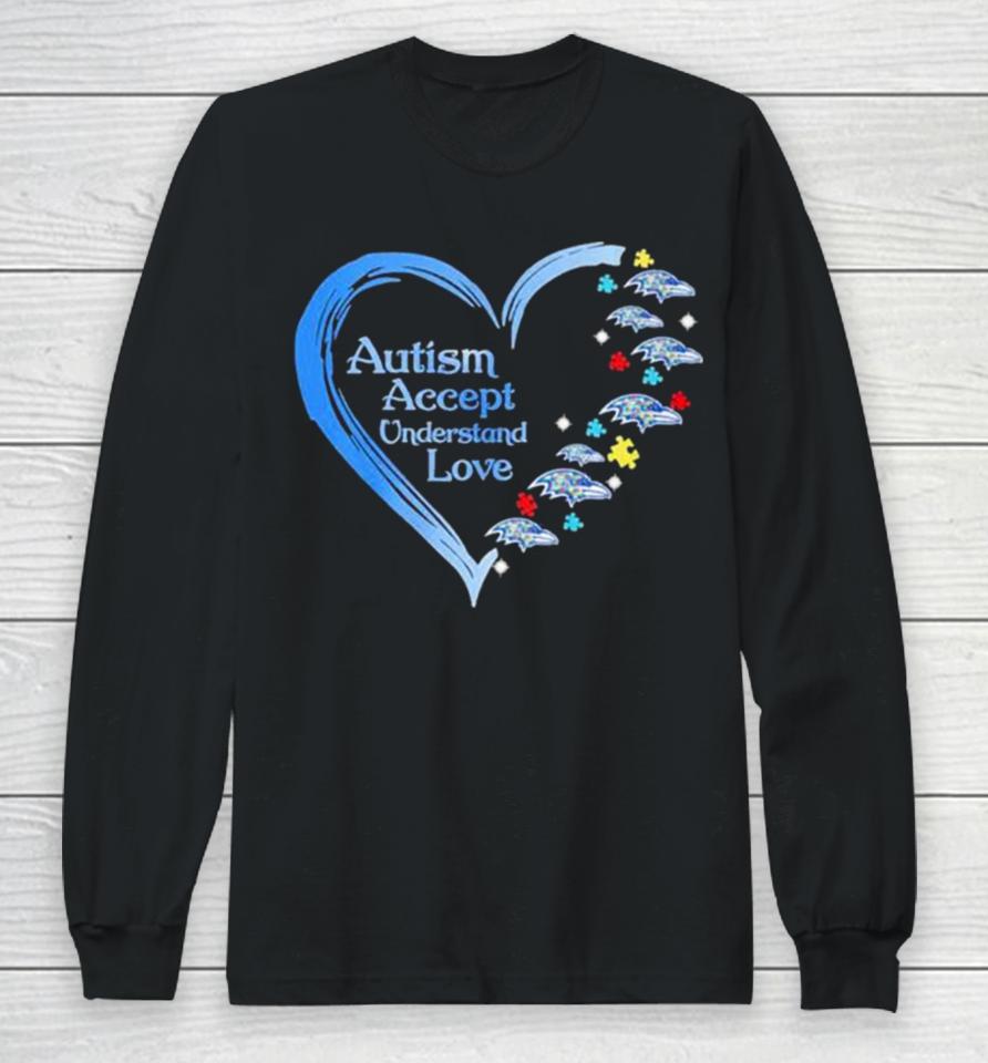 Nfl Baltimore Ravens Autism Accept Understand Heart Love Long Sleeve T-Shirt