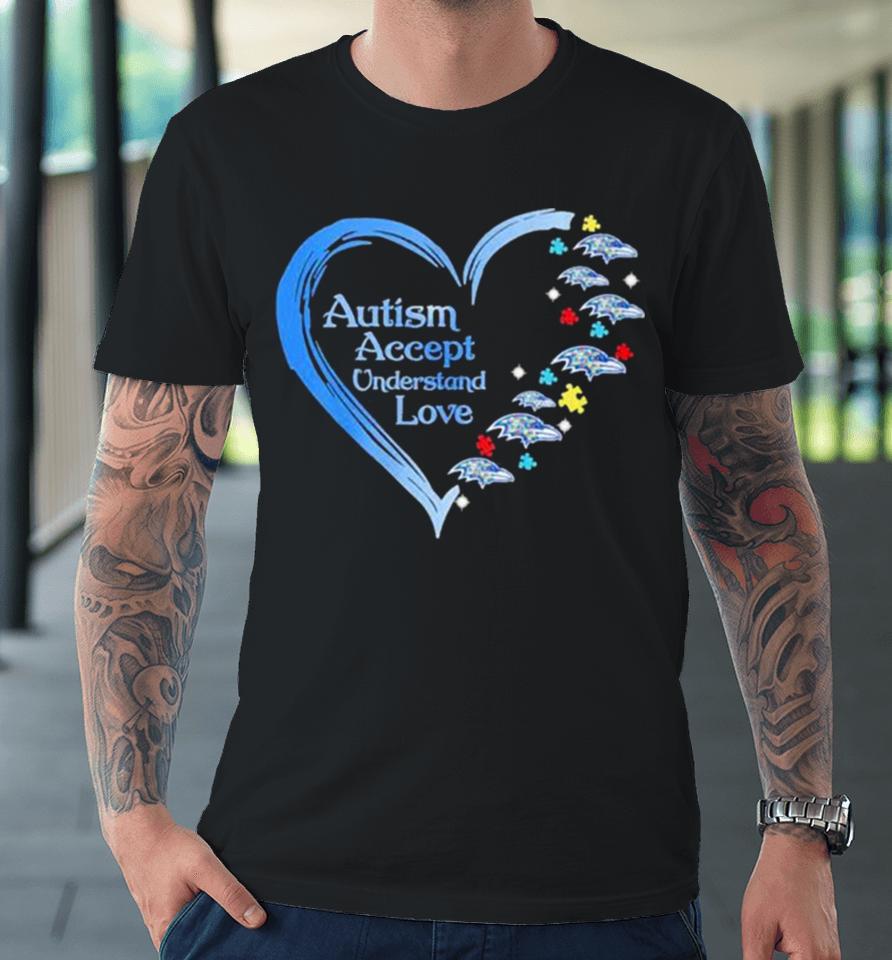 Nfl Baltimore Ravens Autism Accept Understand Heart Love Premium T-Shirt