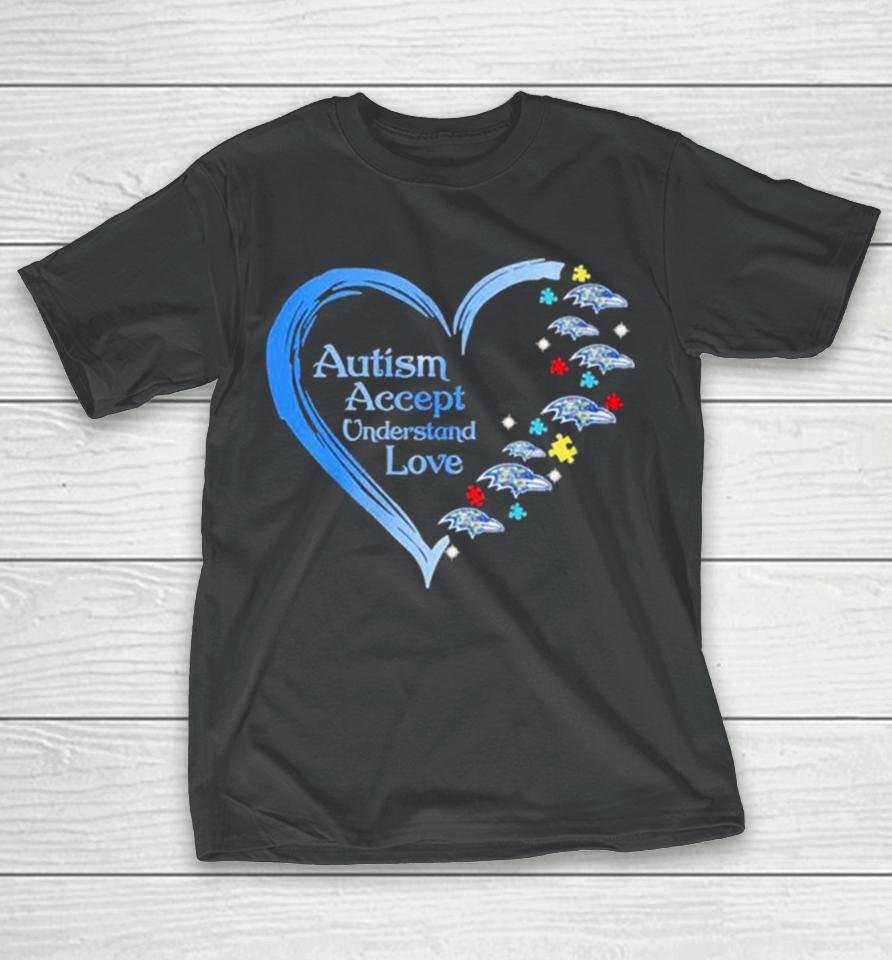 Nfl Baltimore Ravens Autism Accept Understand Heart Love T-Shirt