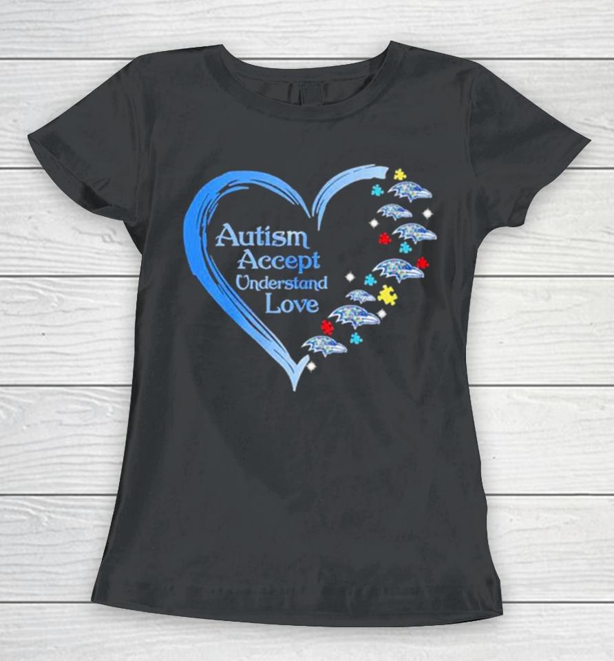 Nfl Baltimore Ravens Autism Accept Understand Heart Love Women T-Shirt