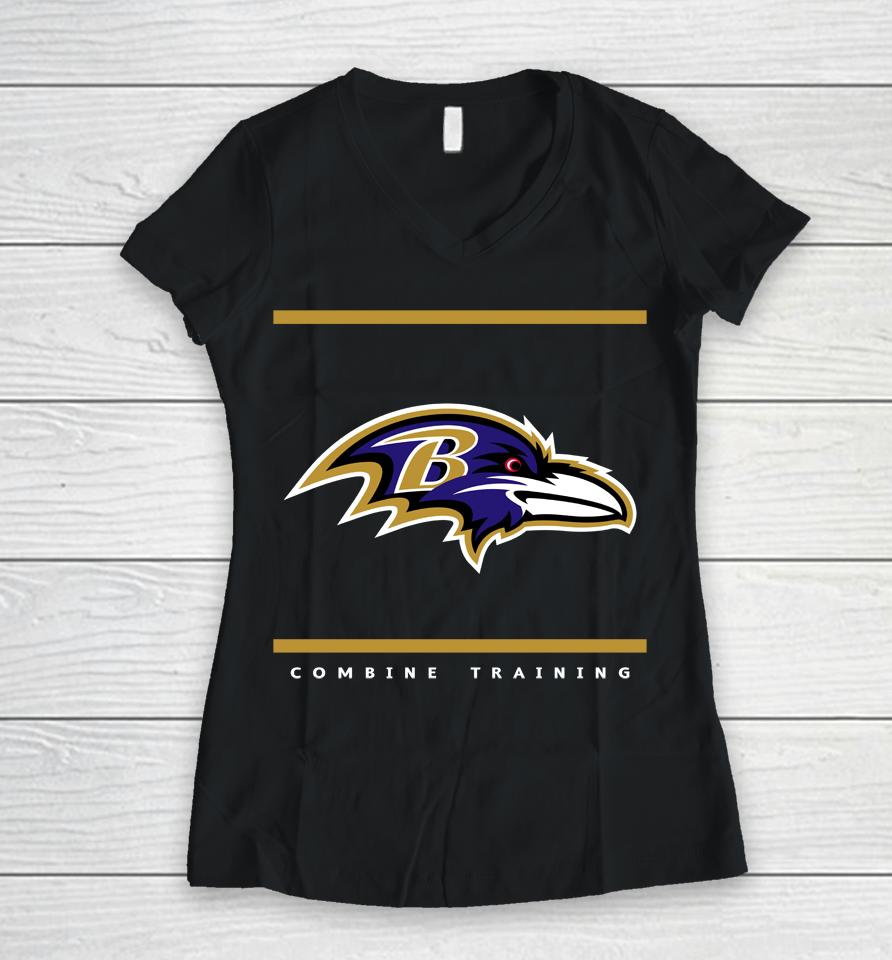 Nfl Baltimore Ravens New Era Combine Split Defense Women V-Neck T-Shirt