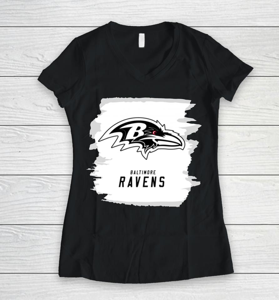 Nfl Baltimore Ravens New Era Paint Strokes Women V-Neck T-Shirt