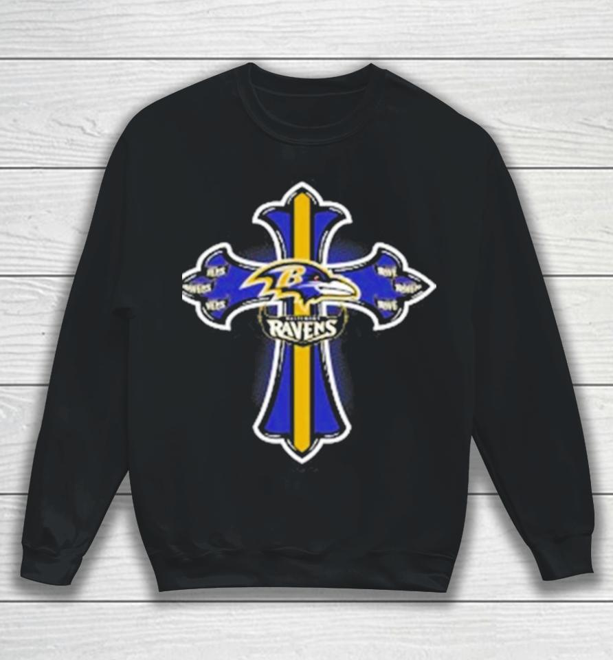 Nfl Blue Crusader Cross Baltimore Ravens 2024 Sweatshirt