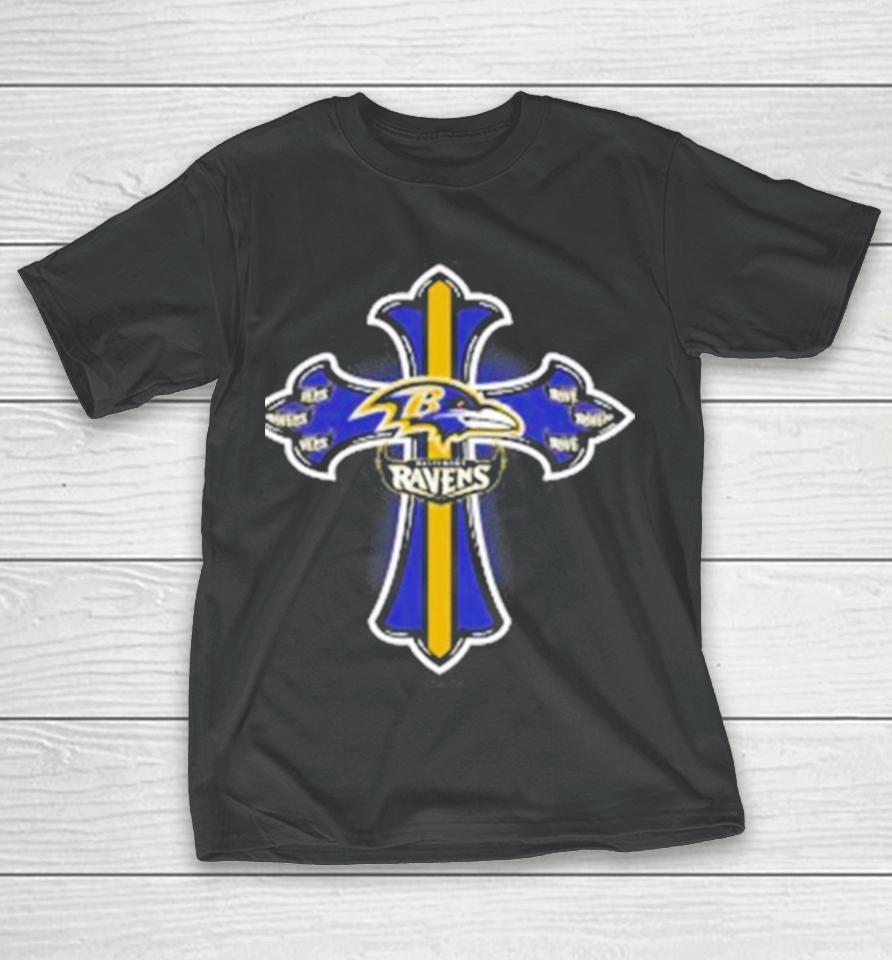 Nfl Blue Crusader Cross Baltimore Ravens 2024 T-Shirt