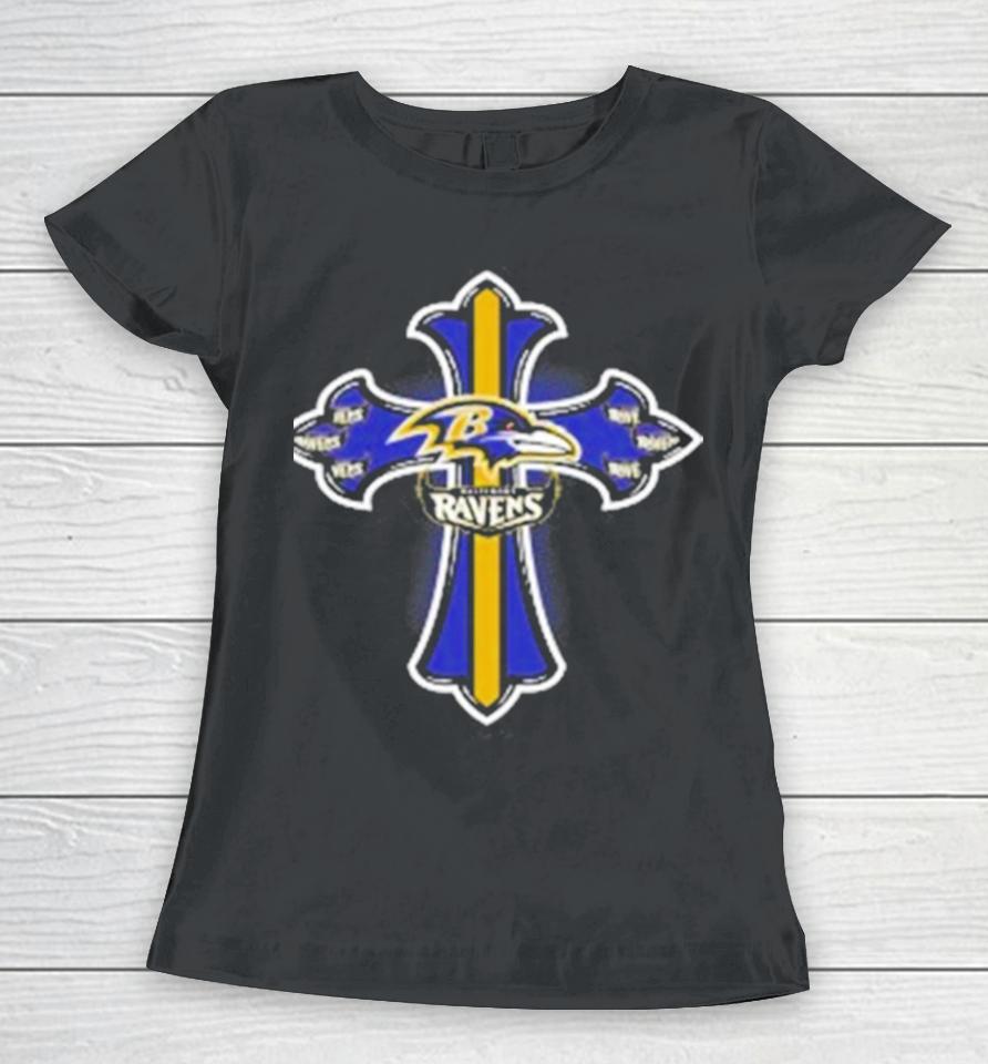 Nfl Blue Crusader Cross Baltimore Ravens 2024 Women T-Shirt