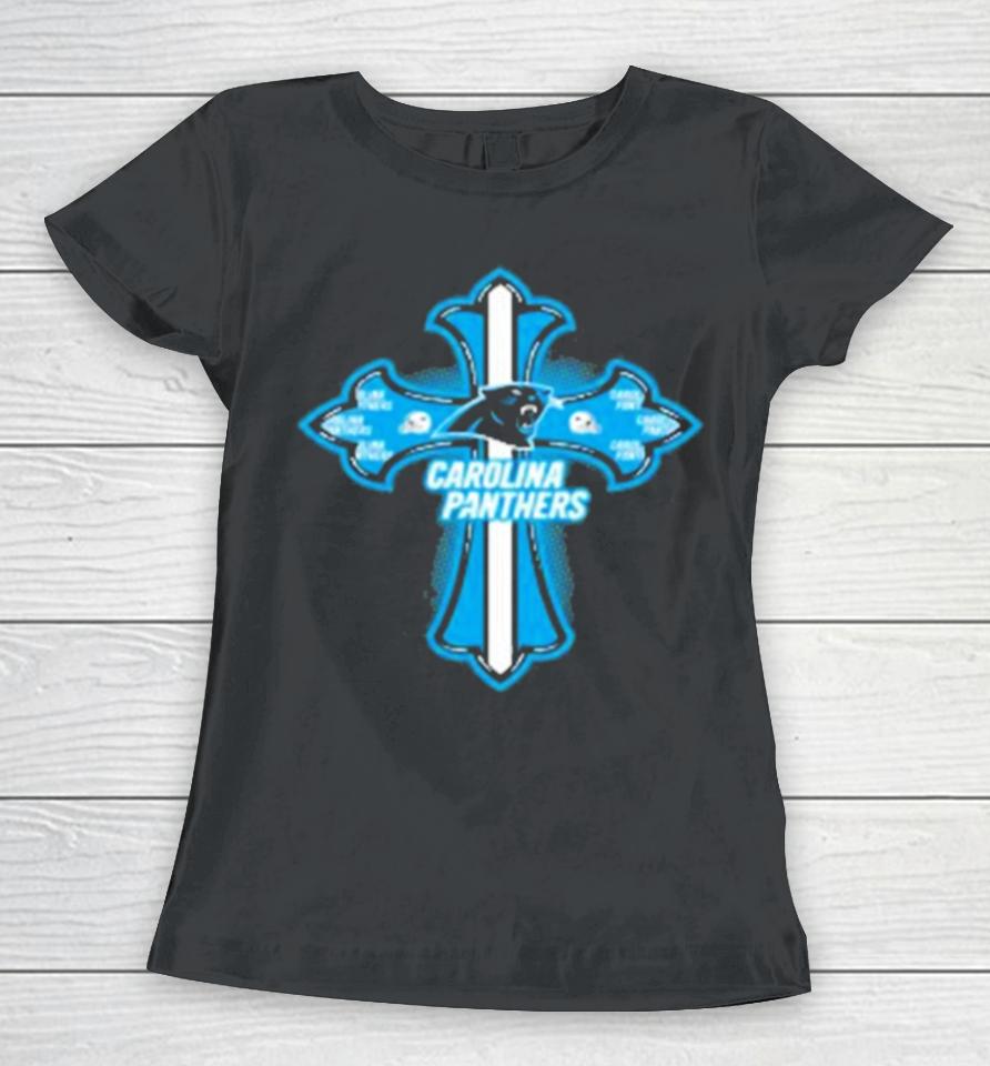 Nfl Blue Crusader Cross Carolina Panthers 2024 Women T-Shirt