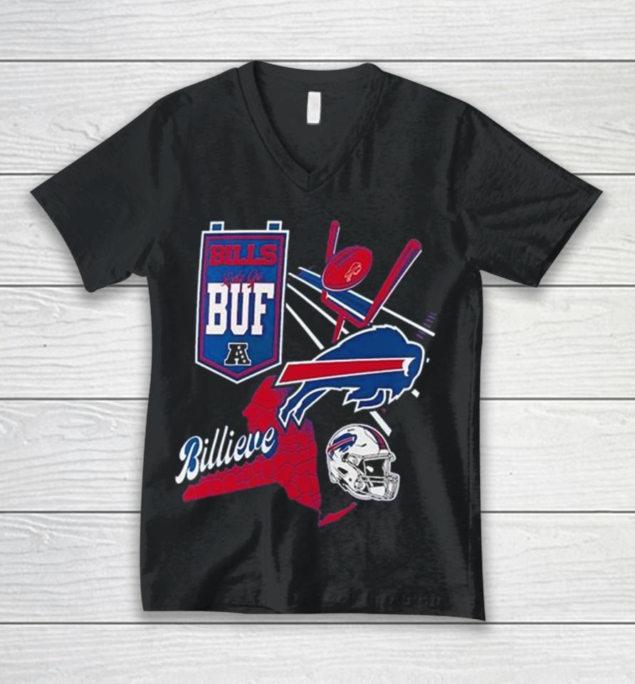 Nfl Buffalo Bills Split Zone Unisex V-Neck T-Shirt