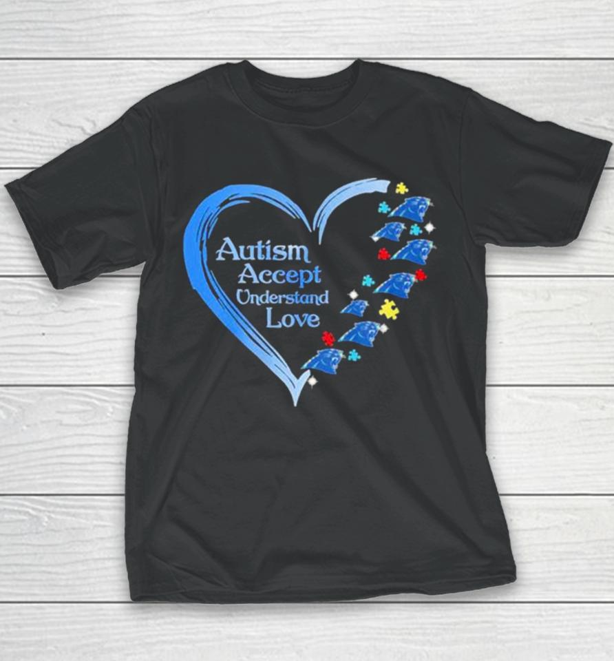 Nfl Carolina Panthers Autism Accept Understand Heart Love Youth T-Shirt