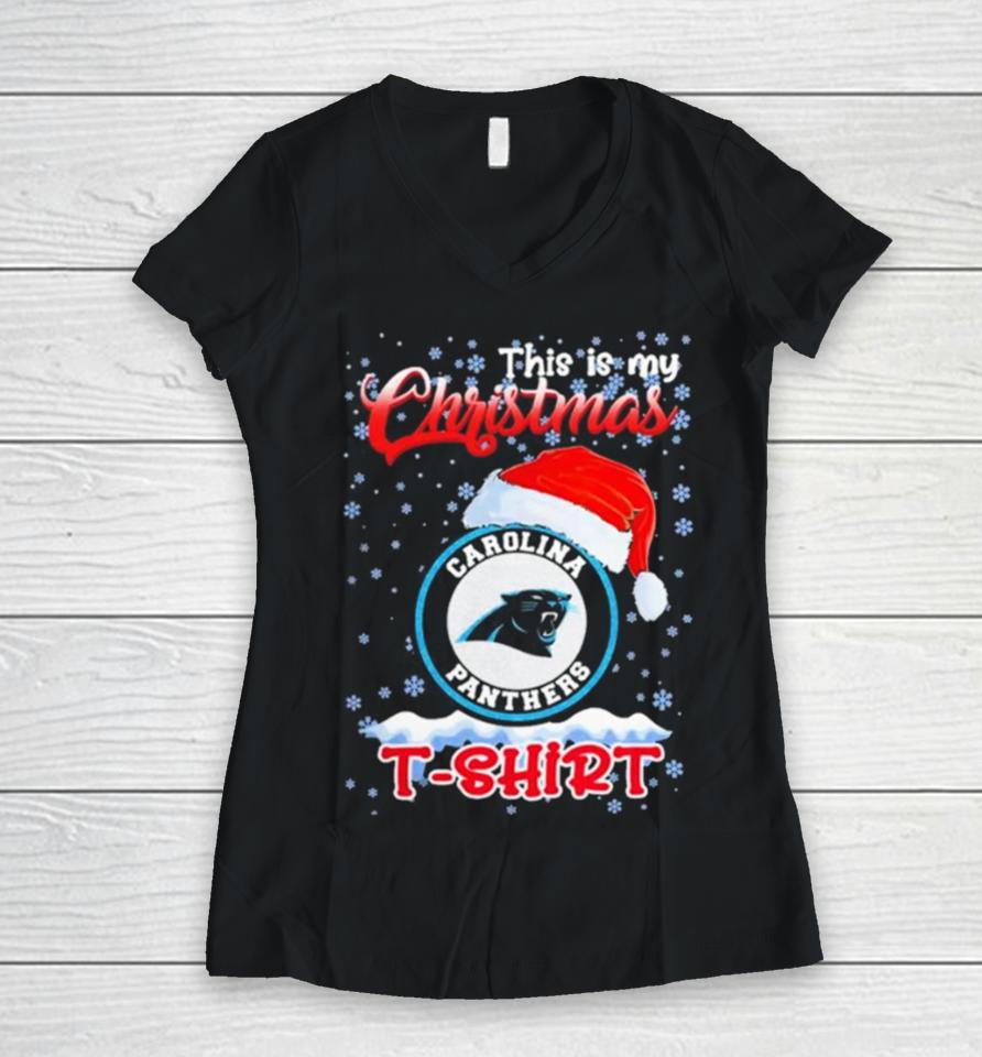 Nfl Carolina Panthers This Is My Christmas 2023 T Women V-Neck T-Shirt