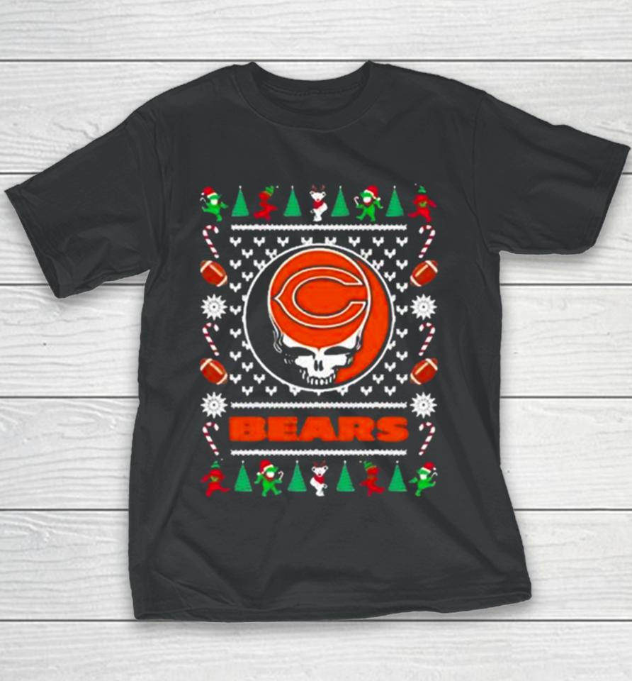 Nfl Chicago Bears Grateful Dead Ugly Christmas Youth T-Shirt