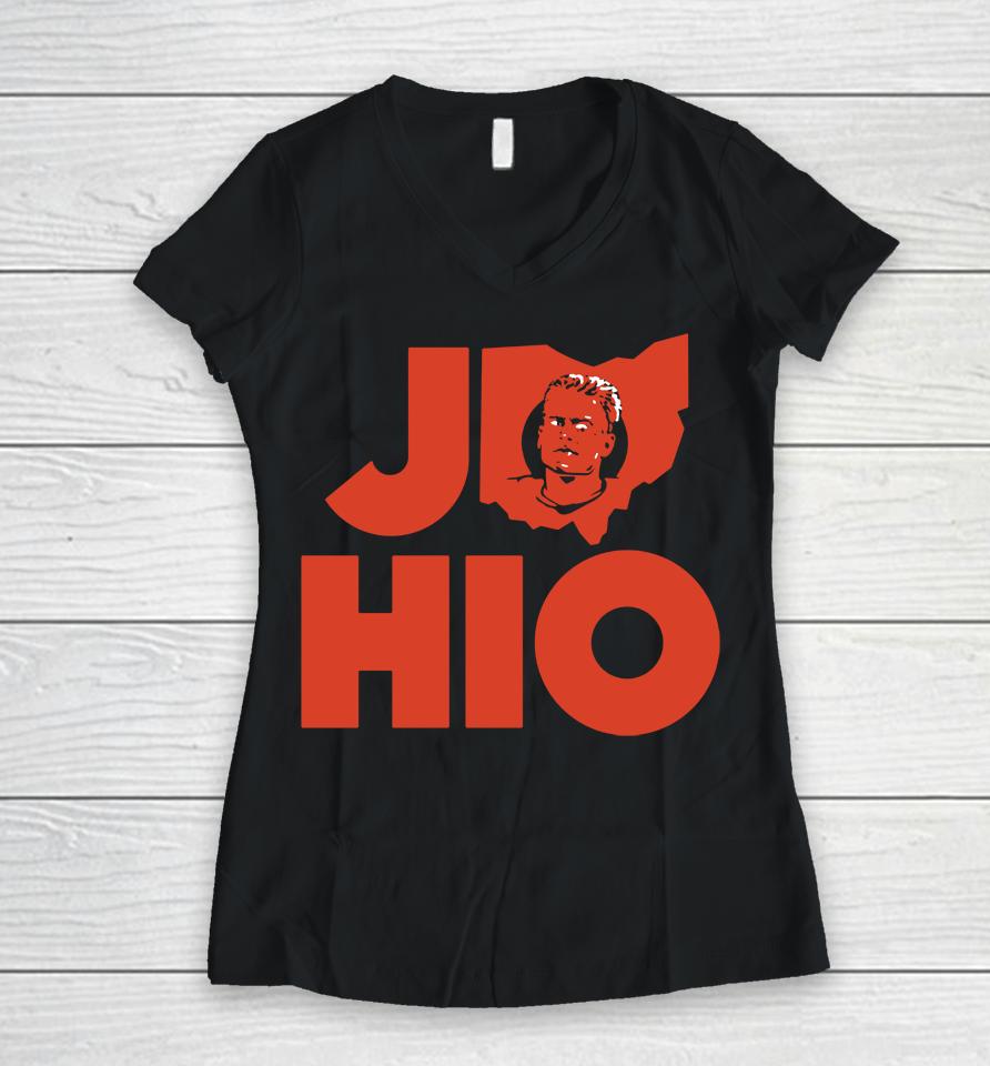 Nfl Cincinnati Bengal Joe Burrow Jo-Hio Women V-Neck T-Shirt