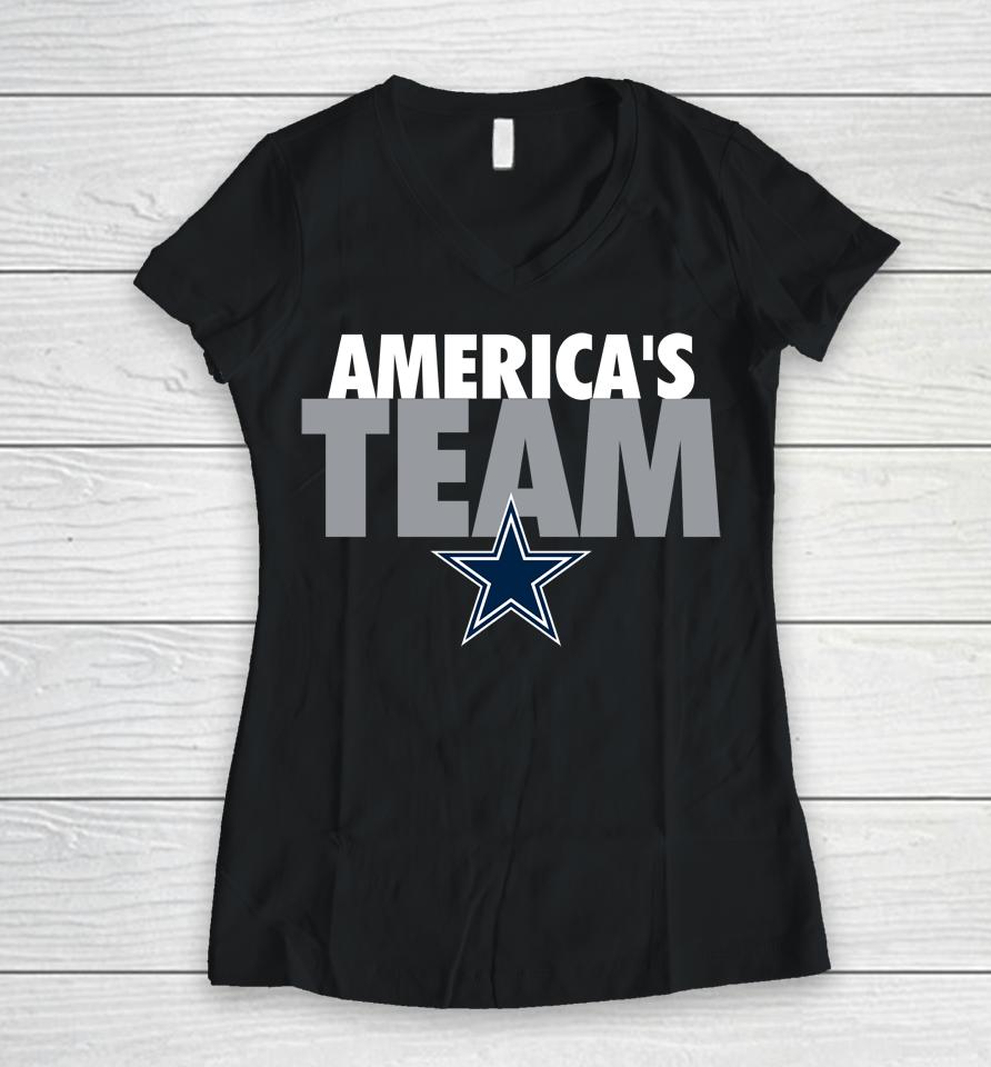 Nfl Dallas Cowboys America's Team Women V-Neck T-Shirt