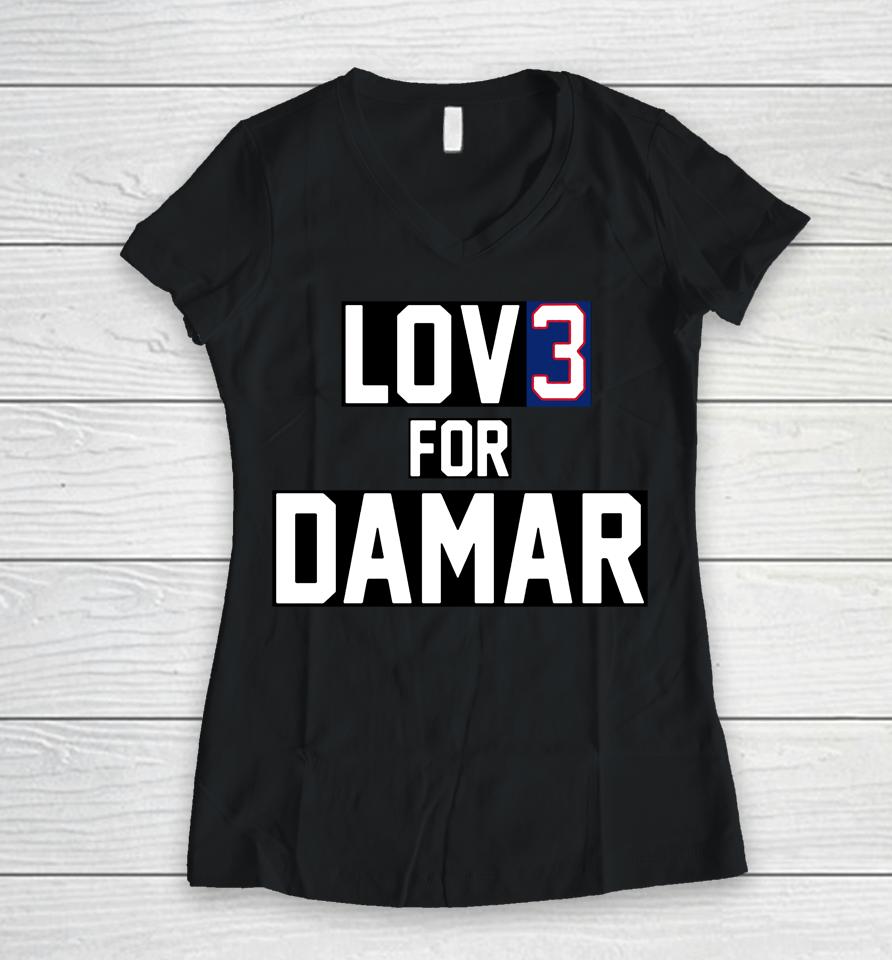 Nfl Damar Hamlin Love For 3 Buffalo Bills Football Logo Women V-Neck T-Shirt
