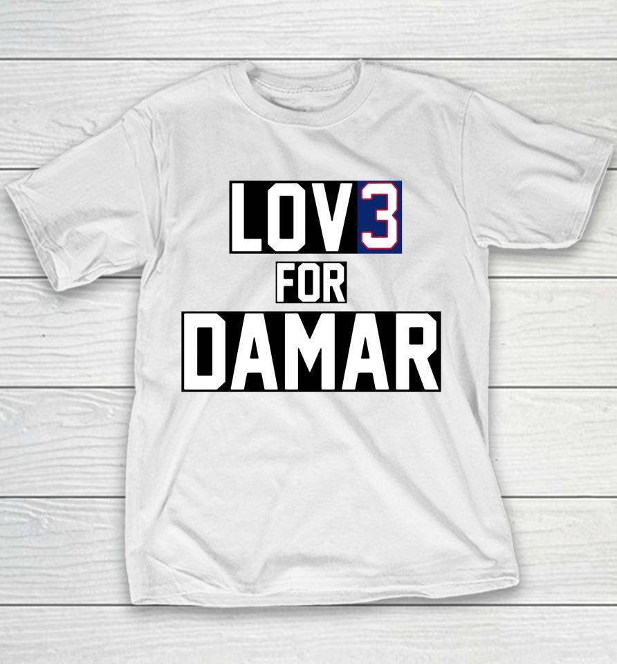 Nfl Damar Hamlin Love For 3 Buffalo Bills Football Youth T-Shirt