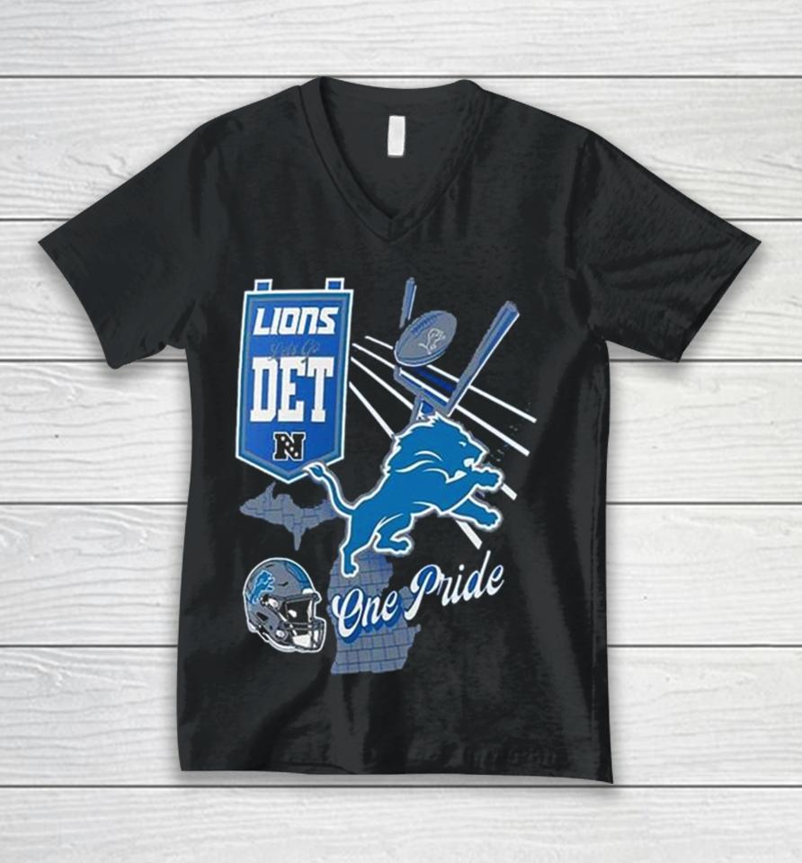 Nfl Detroit Lions Split Zone Unisex V-Neck T-Shirt
