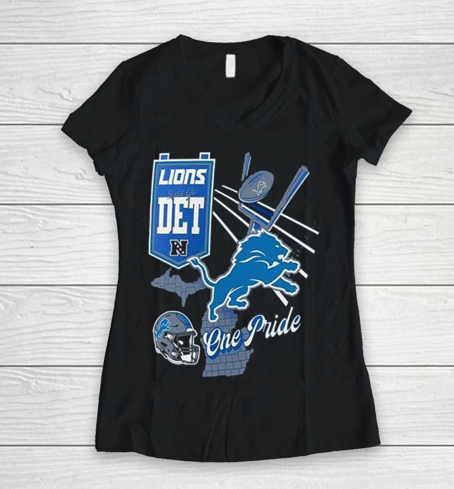 Nfl Detroit Lions Split Zone Women V-Neck T-Shirt