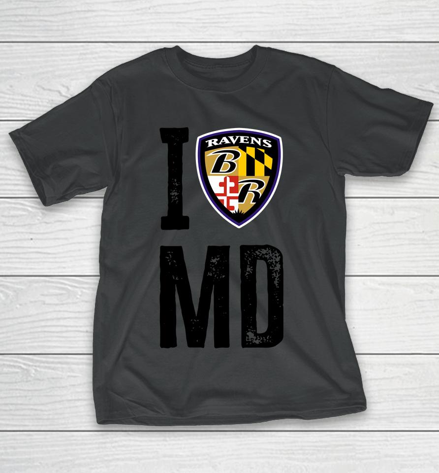 Nfl Fanatics Baltimore Ravens New Era White I Heart Md T-Shirt