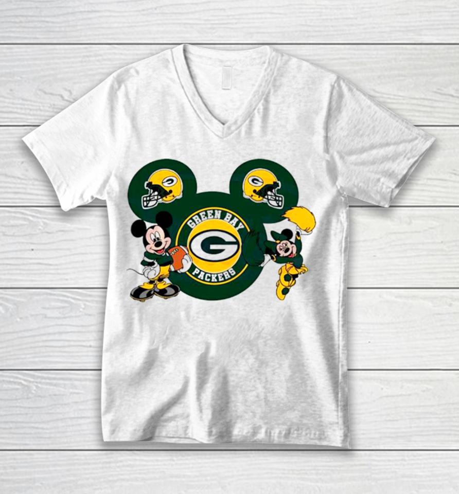 Nfl Green Bay Packers Disney Mickey Minnie Unisex V-Neck T-Shirt