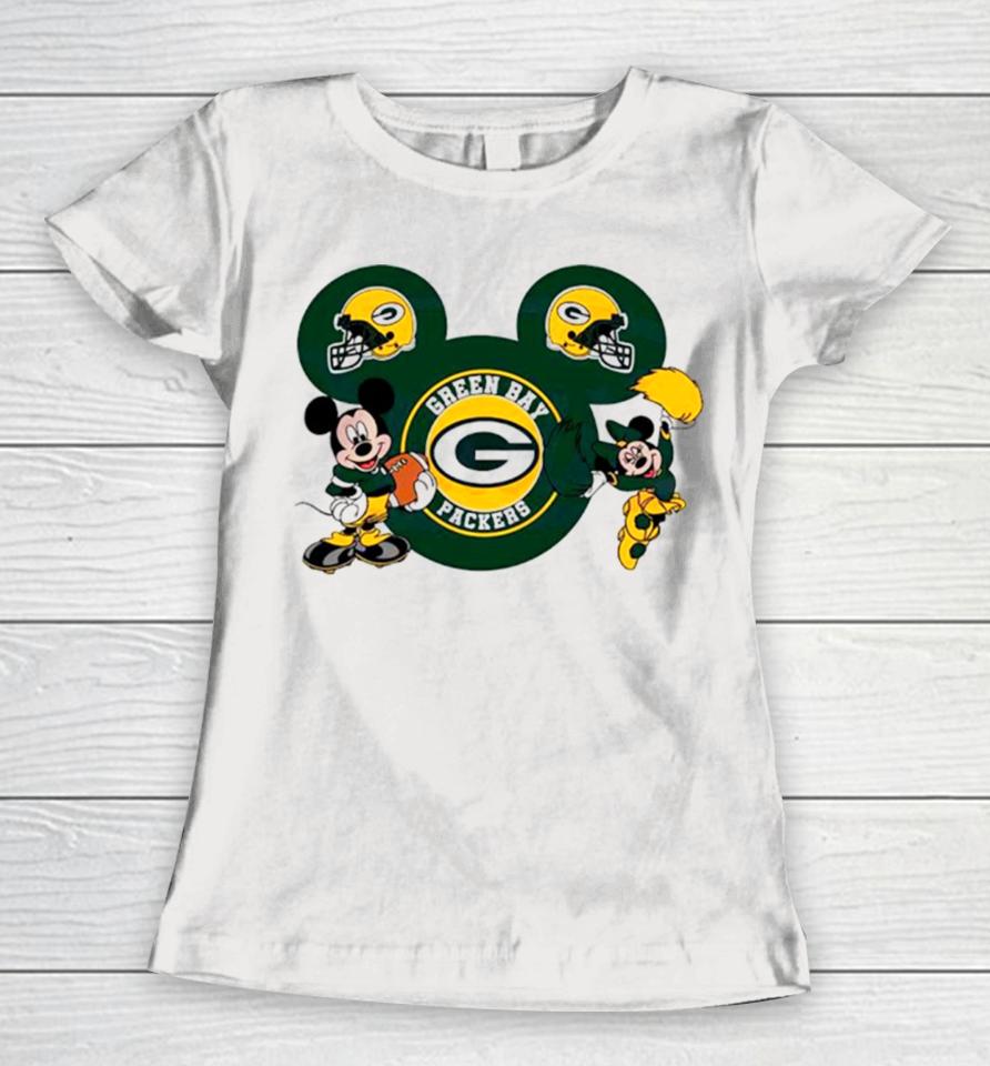 Nfl Green Bay Packers Disney Mickey Minnie Women T-Shirt