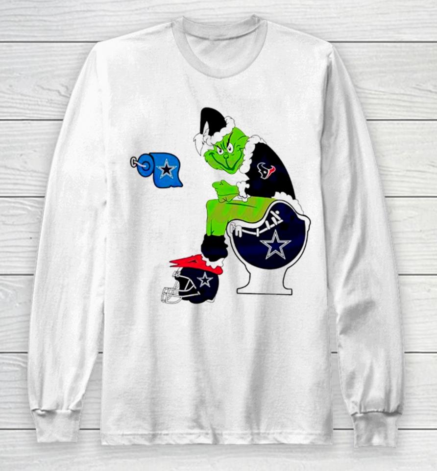 Nfl Grinch Houston Texans And Dallas Cowboys Long Sleeve T-Shirt