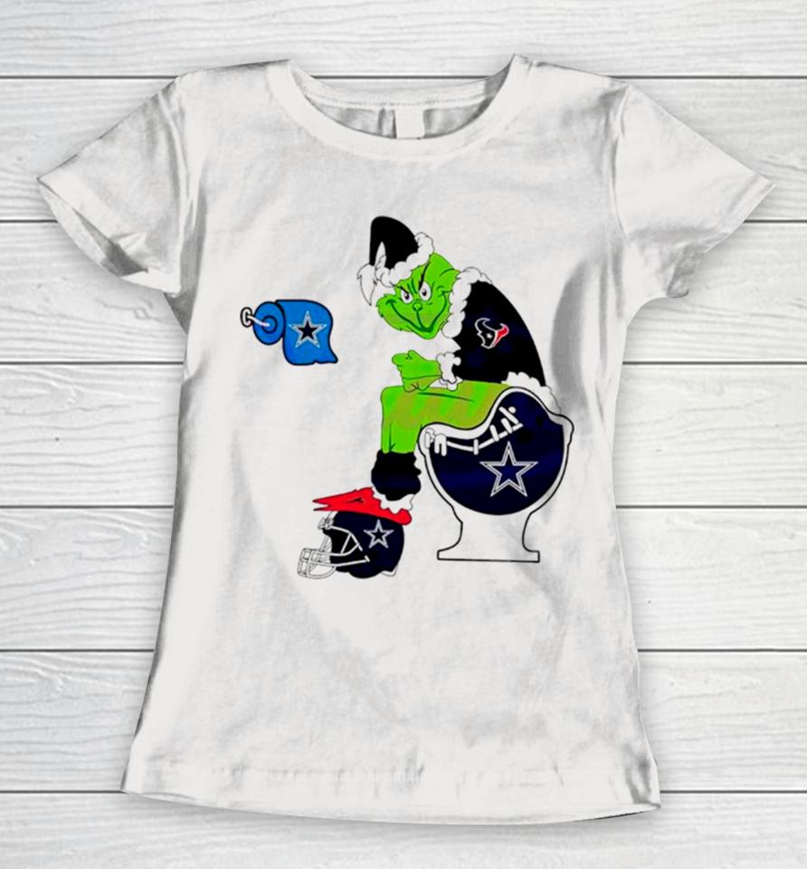 Nfl Grinch Houston Texans And Dallas Cowboys Women T-Shirt