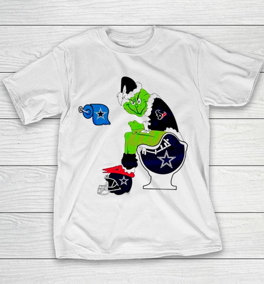 Nfl Grinch Houston Texans And Dallas Cowboys Youth T-Shirt