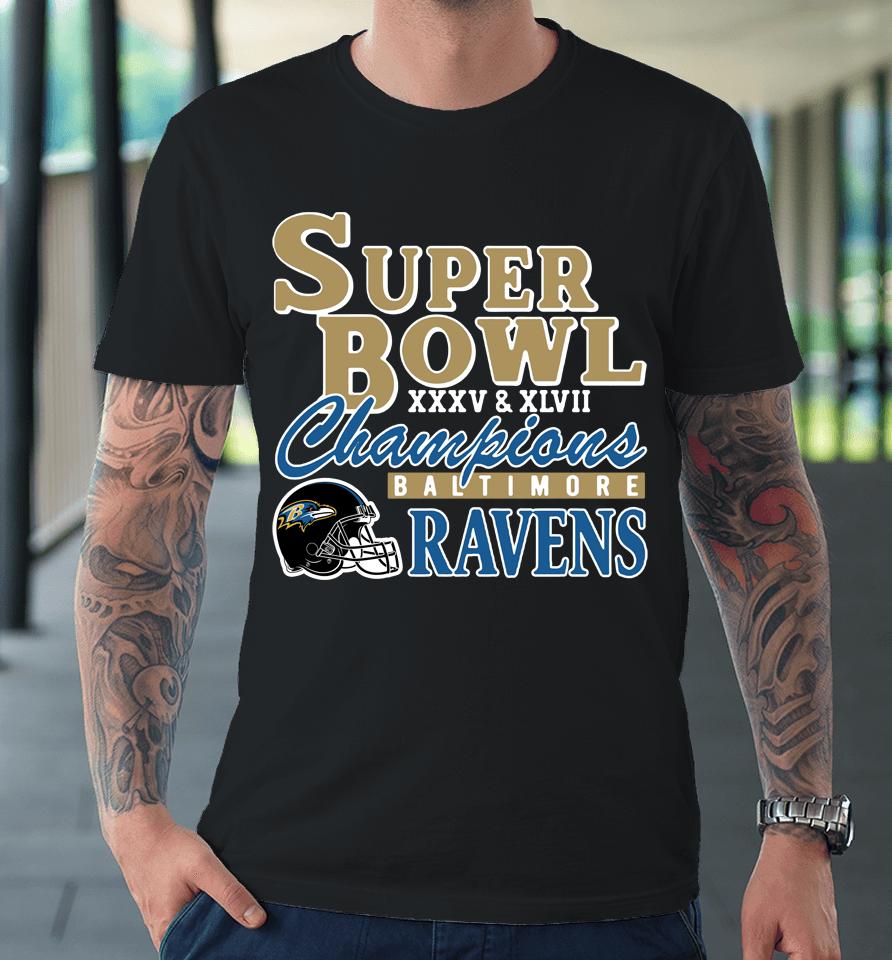 Nfl Homage Baltimore Ravens Super Bowl Champions Classics Tri-Blend Premium T-Shirt