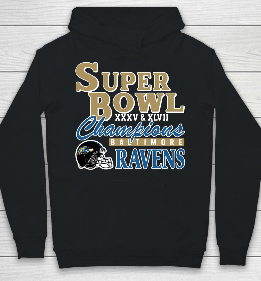 Nfl Homage Baltimore Ravens Super Bowl Champions Classics Tri-Blend Hoodie