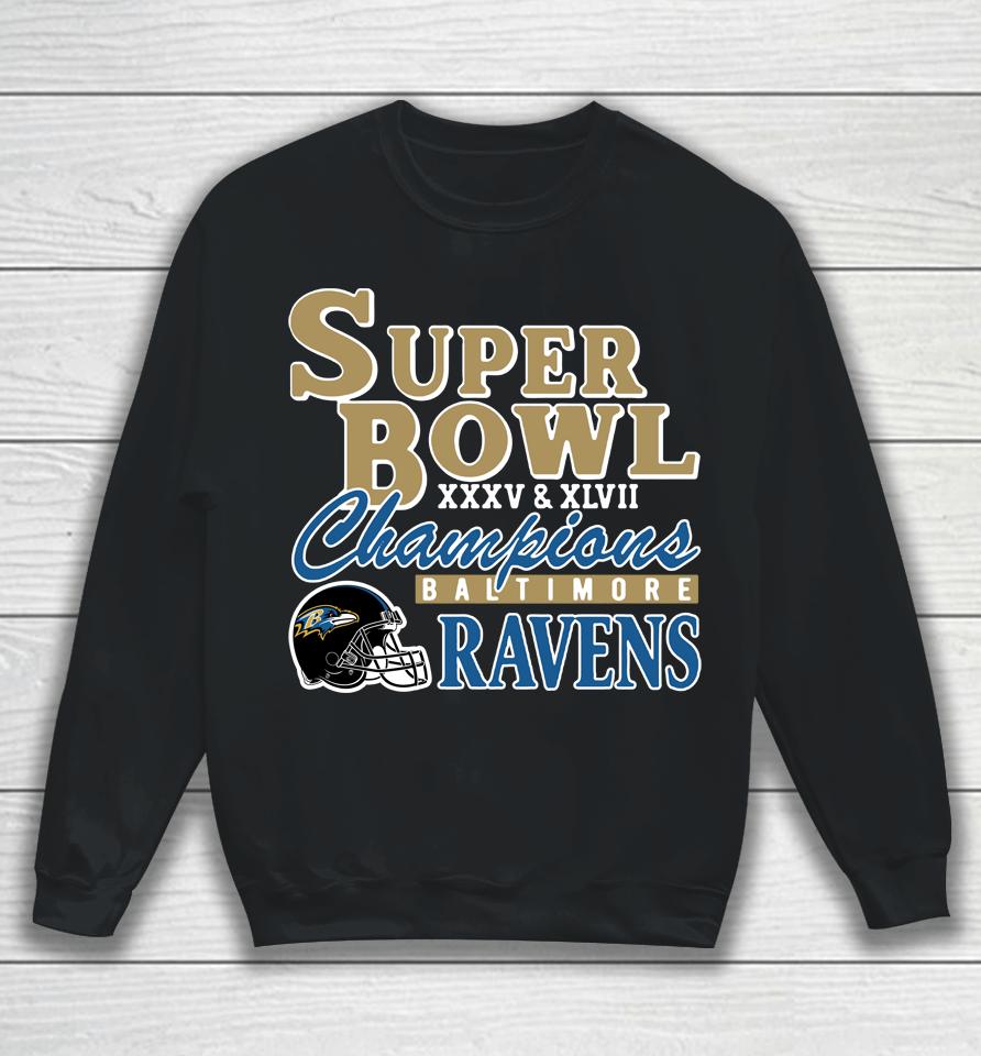 Nfl Homage Baltimore Ravens Super Bowl Champions Classics Tri-Blend Sweatshirt