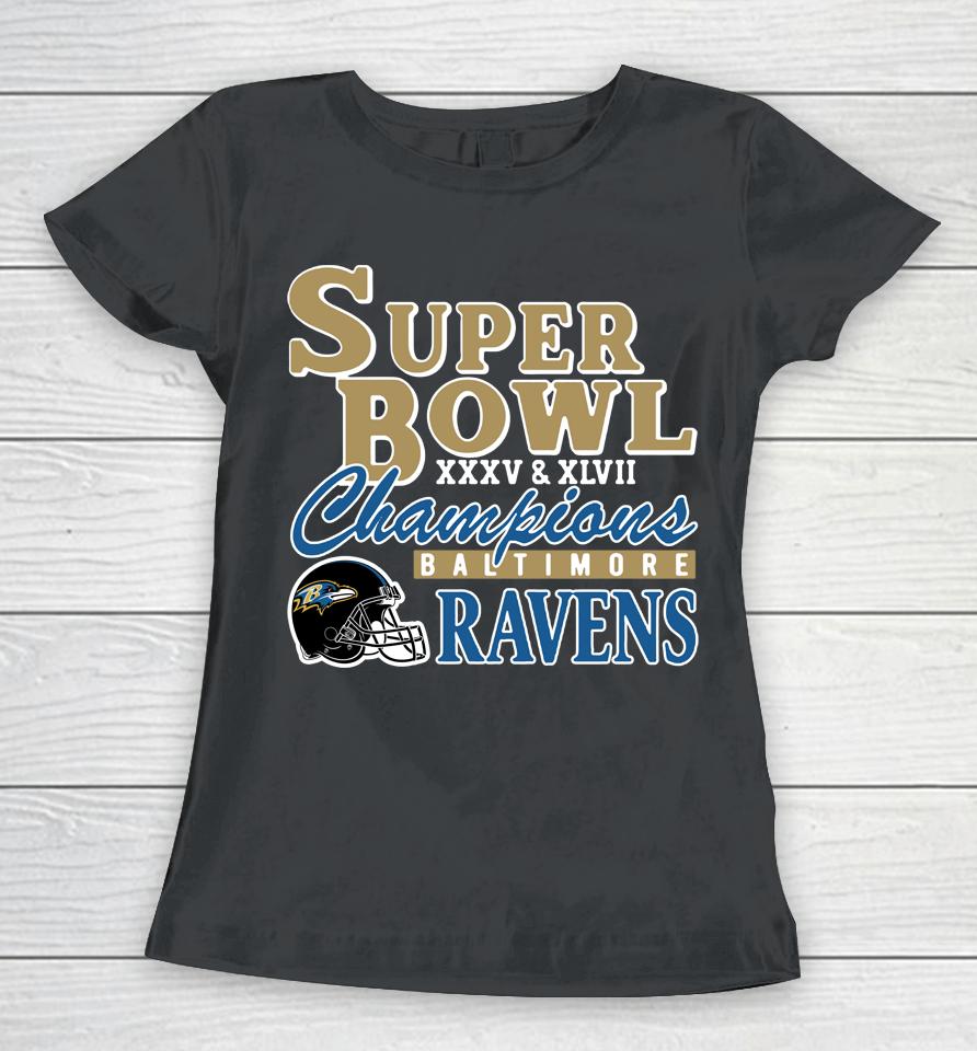 Nfl Homage Baltimore Ravens Super Bowl Champions Classics Tri-Blend Women T-Shirt