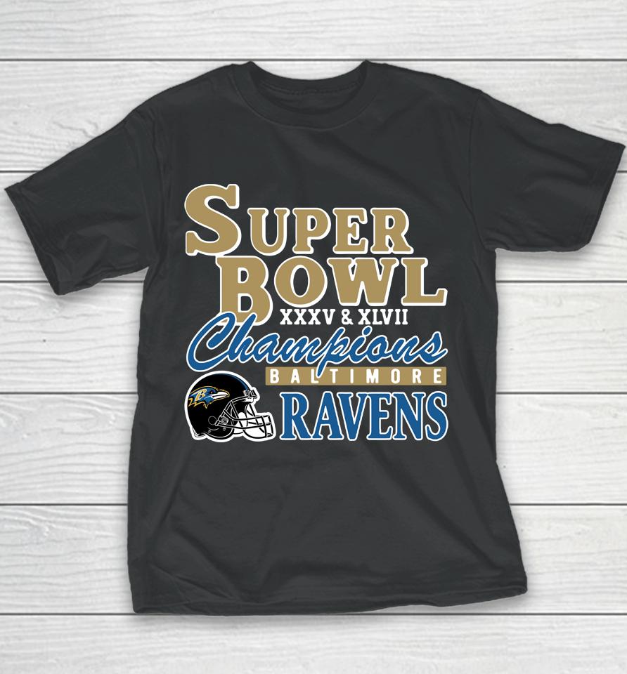 Nfl Homage Baltimore Ravens Super Bowl Champions Classics Tri-Blend Youth T-Shirt