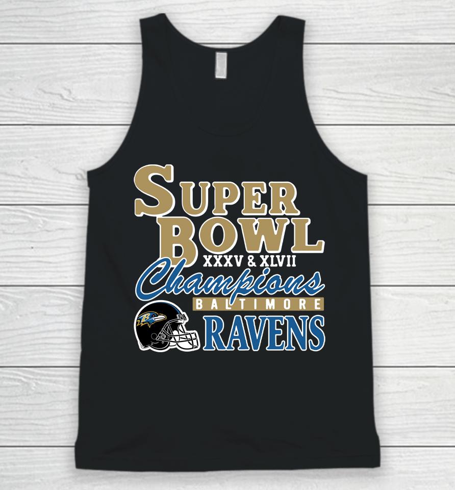 Nfl Homage Baltimore Ravens Super Bowl Classics Tri-Blend Unisex Tank Top