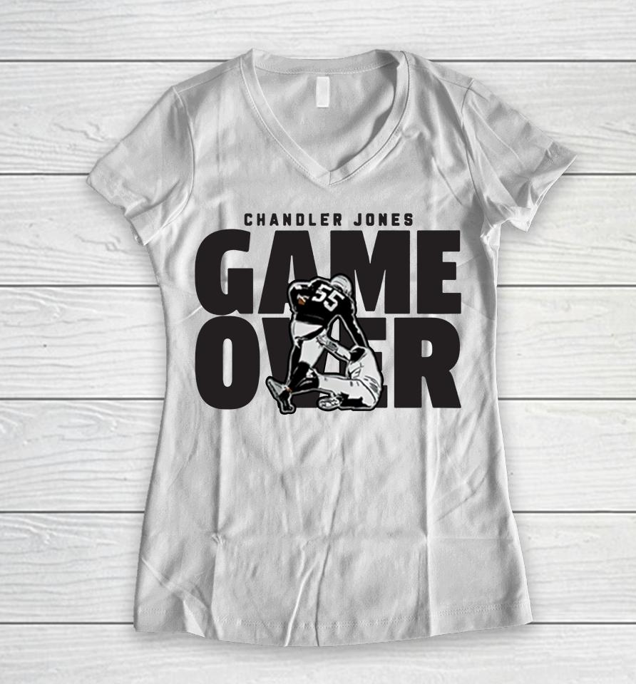 Nfl Las Vegas Raiders Chandler Jones Game Over Women V-Neck T-Shirt