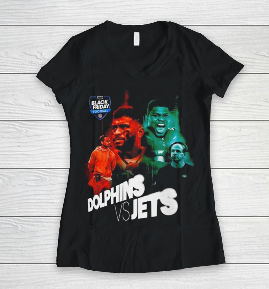 Nfl Matchup Between Miami Dolphins And New York Jets Women V-Neck T-Shirt