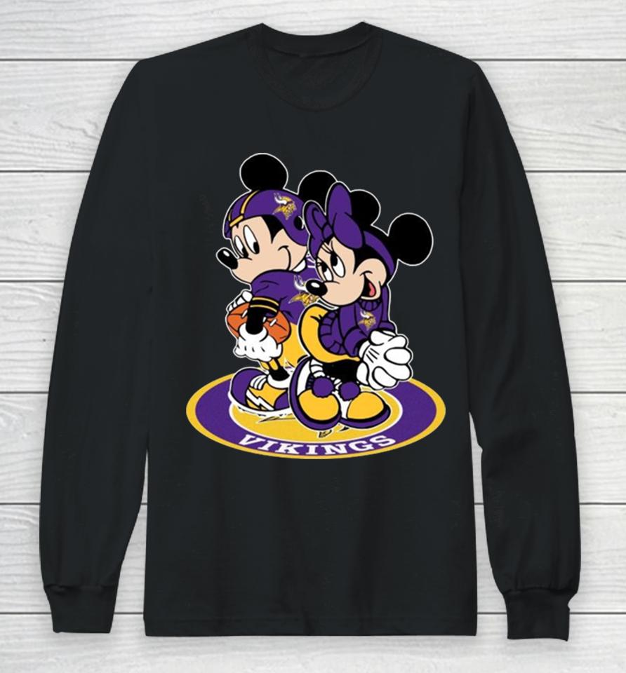 Nfl Minnesota Vikings Mickey Mouse And Minnie Mouse Long Sleeve T-Shirt