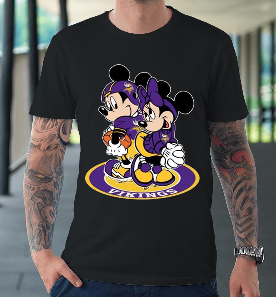 Nfl Minnesota Vikings Mickey Mouse And Minnie Mouse Premium T-Shirt