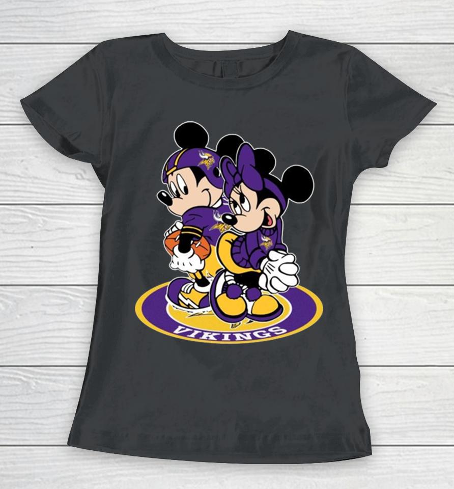 Nfl Minnesota Vikings Mickey Mouse And Minnie Mouse Women T-Shirt