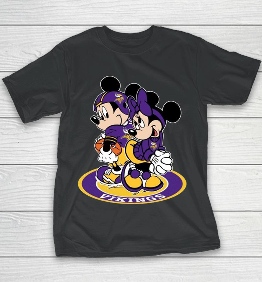 Nfl Minnesota Vikings Mickey Mouse And Minnie Mouse Youth T-Shirt