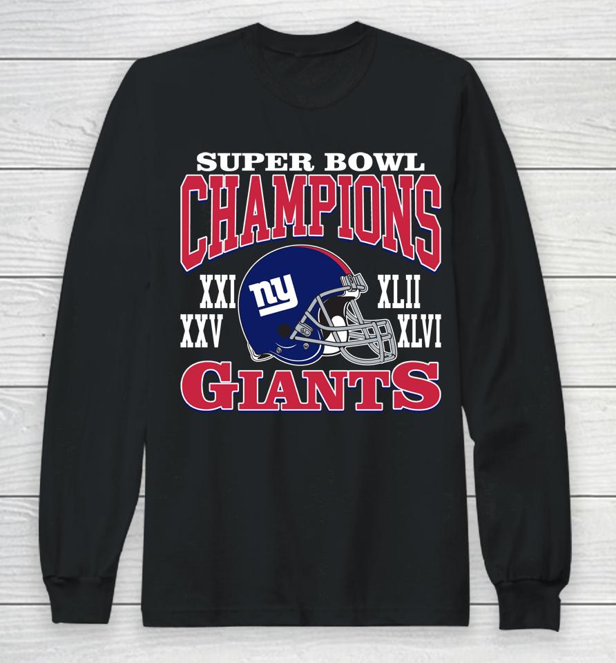 Nfl New York Giants Homage Red Super Bowl Champions Giants Long Sleeve T-Shirt