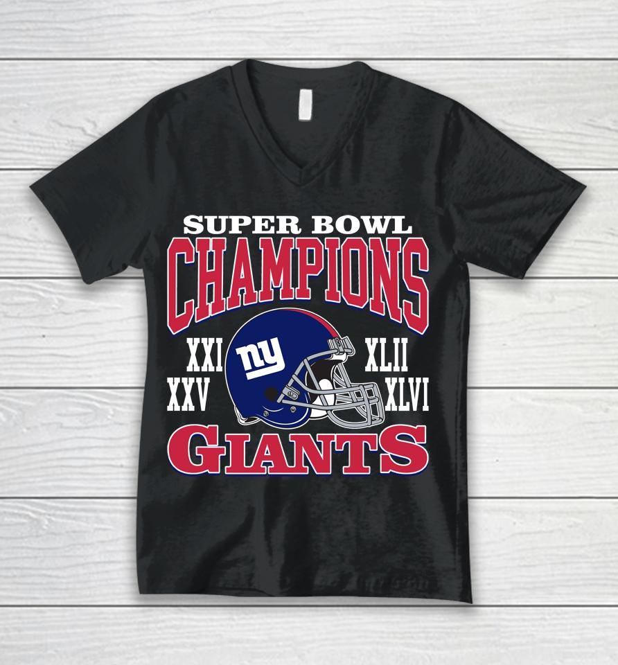 Nfl New York Giants Homage Red Super Bowl Champions Giants Unisex V-Neck T-Shirt
