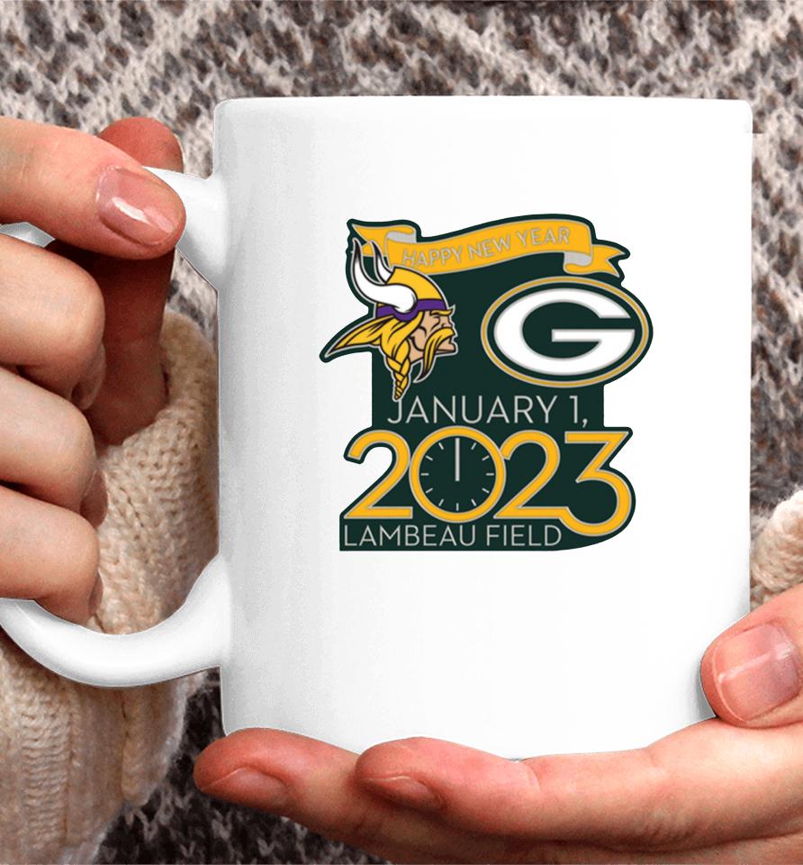 Nfl Packers Vs Vikings Happy New Years Jan 1 2023 Lambeau Field Gameday Coffee Mug