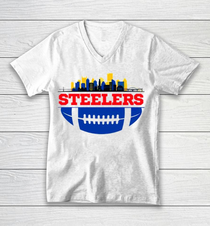 Nfl Pittsburgh Steelers Football Skyline Unisex V-Neck T-Shirt