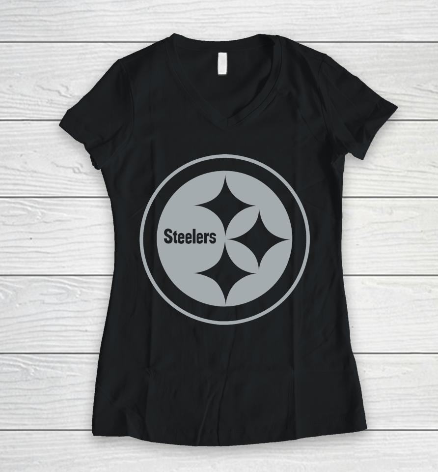Nfl Pittsburgh Steelers Rflctv Name And Logo Women V-Neck T-Shirt