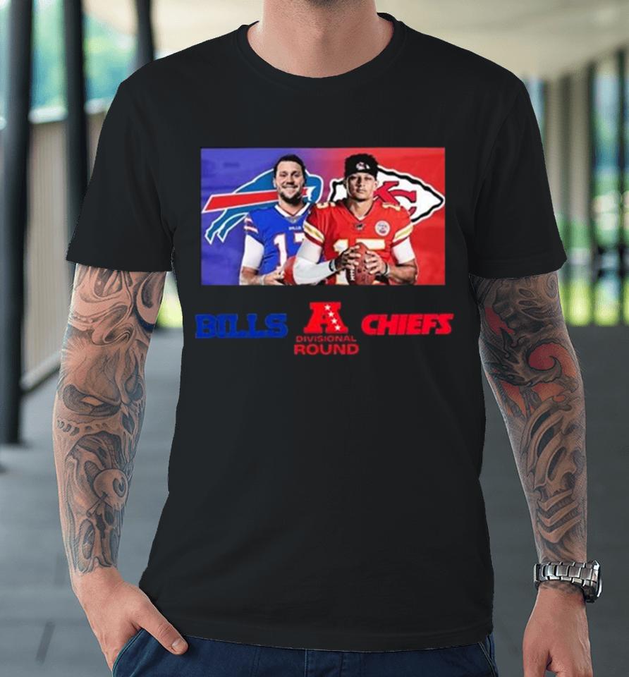 Nfl Playoffs Season 2023 Divisional Round Chiefs Vs Bills Patrick Mahomes Vs Josh Allen Sunday January 21 2024 Premium T-Shirt
