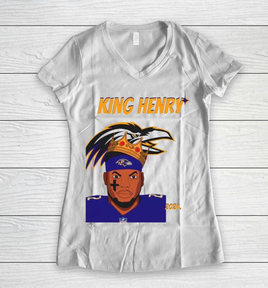 Nfl Ravens Football King Henry Baltimore Women V-Neck T-Shirt