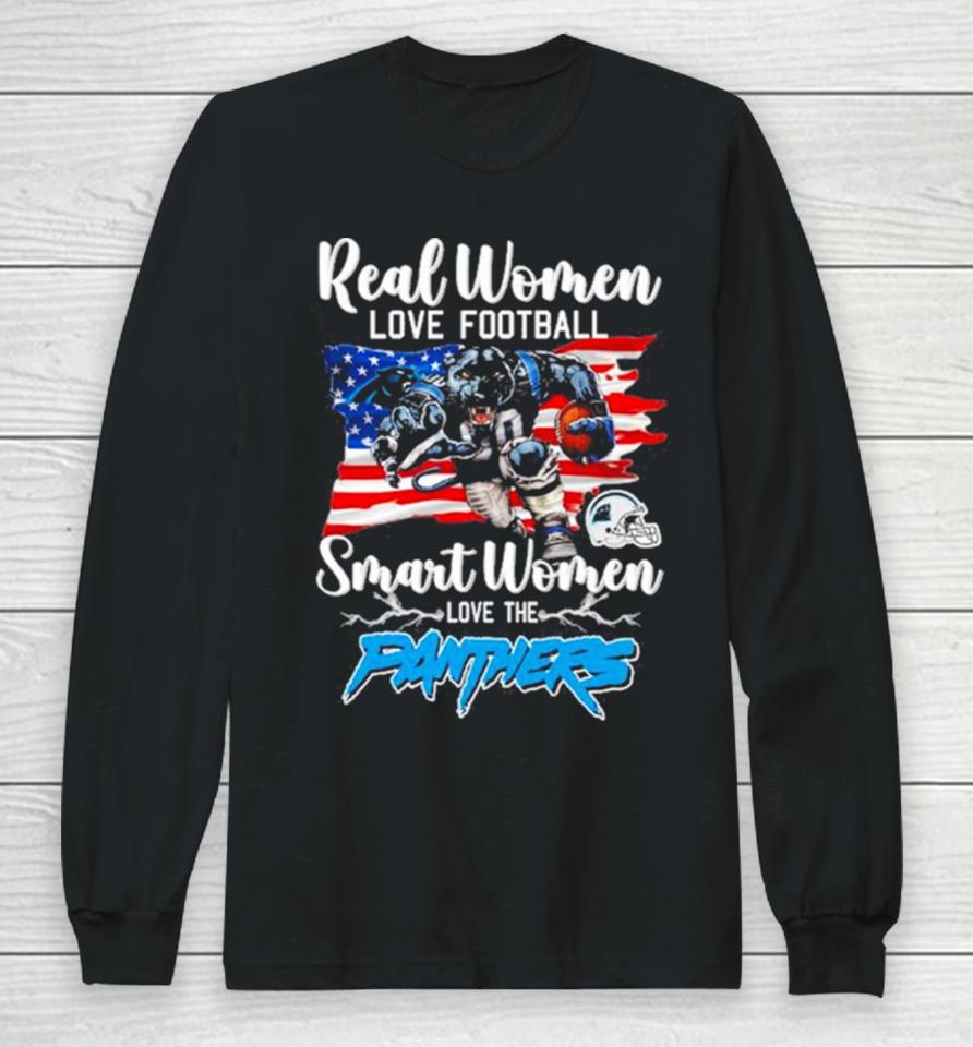 Nfl Real Women Love Football Smart Women Love The Carolina Panthers Mascot America Flag Long Sleeve T-Shirt