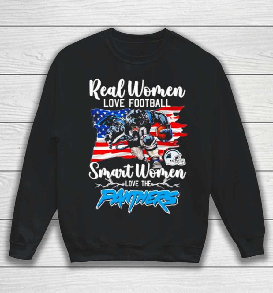 Nfl Real Women Love Football Smart Women Love The Carolina Panthers Mascot America Flag Sweatshirt