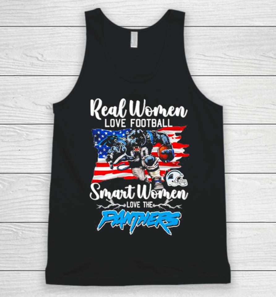 Nfl Real Women Love Football Smart Women Love The Carolina Panthers Mascot America Flag Unisex Tank Top