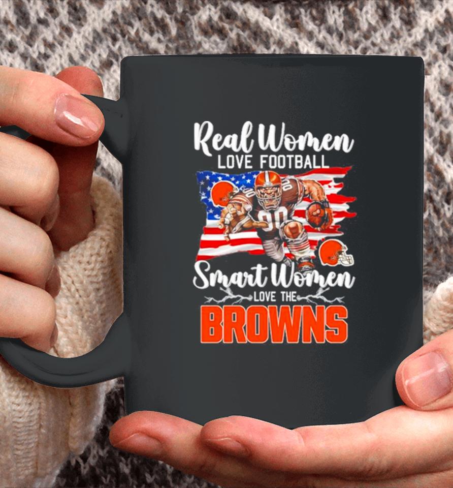 Nfl Real Women Love Football Smart Women Love The Cleveland Browns Mascot America Flag Coffee Mug