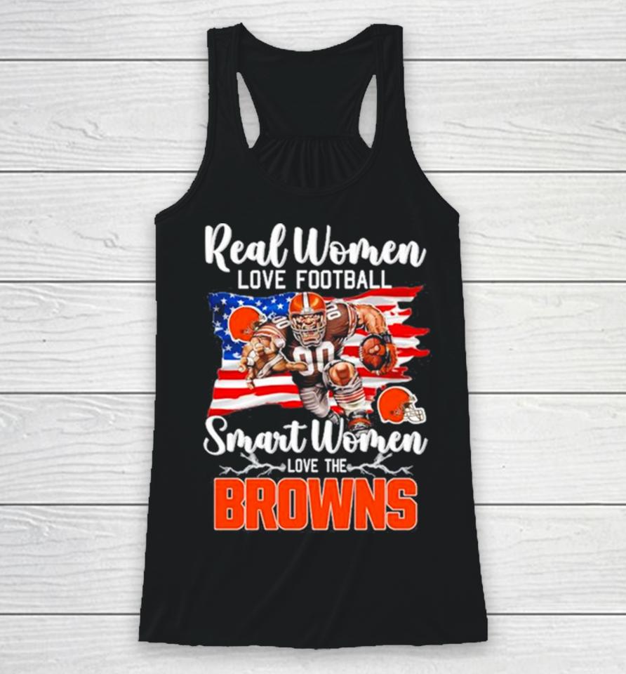 Nfl Real Women Love Football Smart Women Love The Cleveland Browns Mascot America Flag Racerback Tank